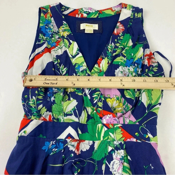 Maeve Anthropologie Womens 6P Blue Floral Midi Length Sleeveless Belted Dress - Picture 3 of 8